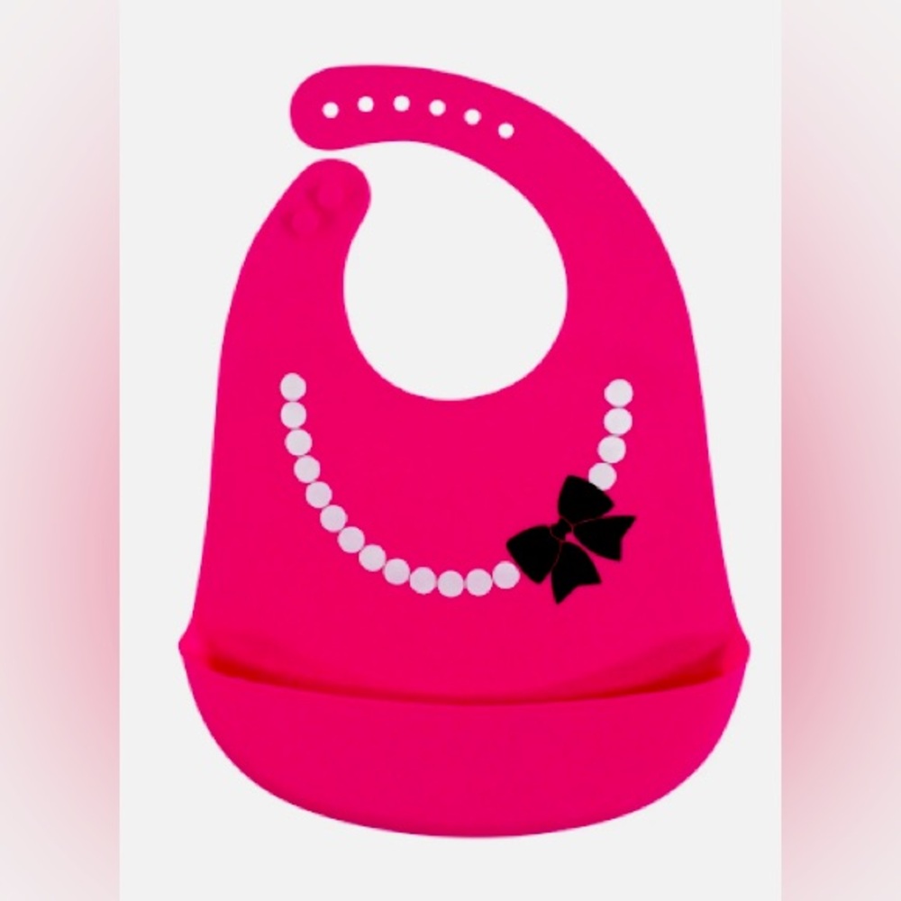 Hudson Baby Infant Girl Silicone Bibs 2pk, Fancy, One Size